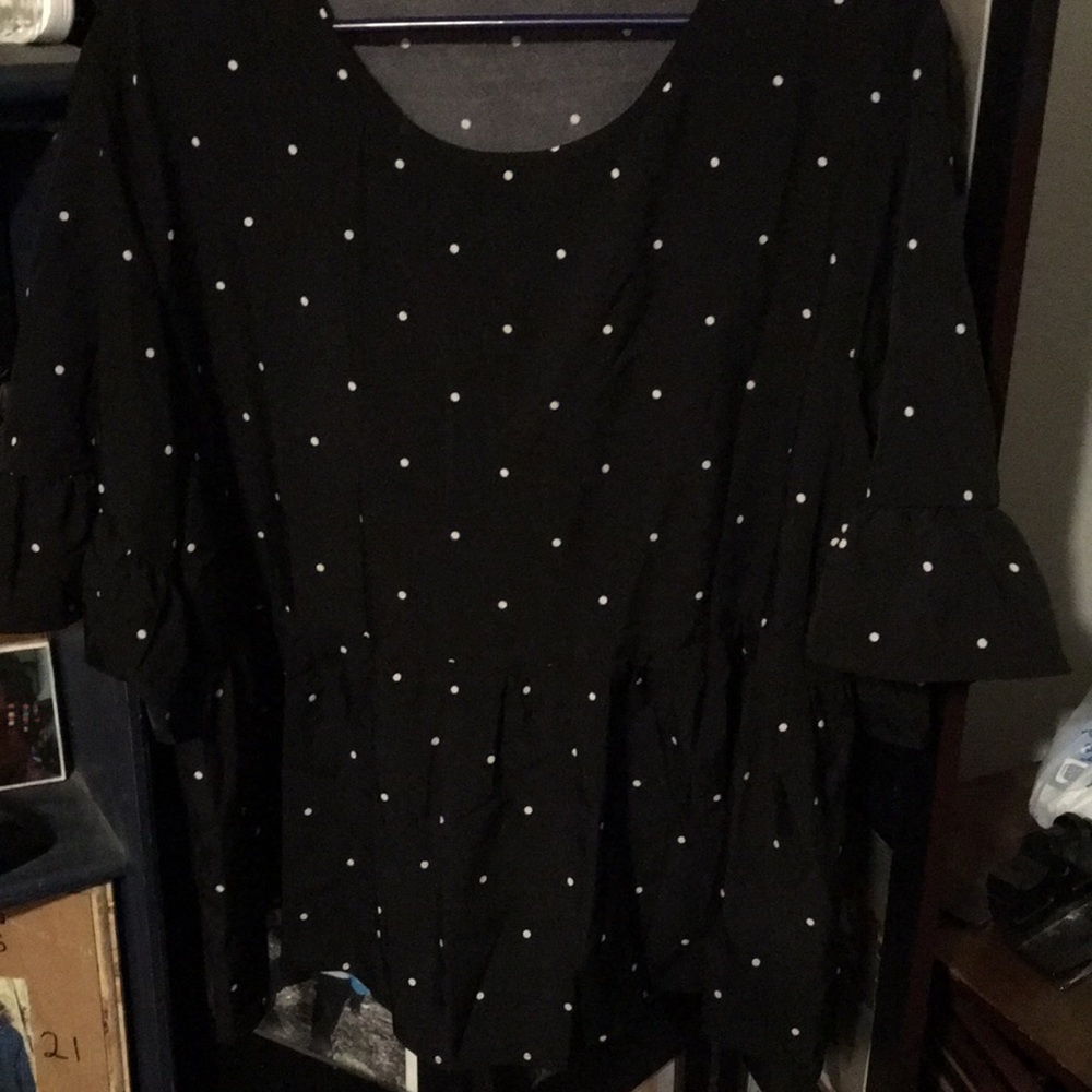 Shein plus size polka dot ruffle blouse